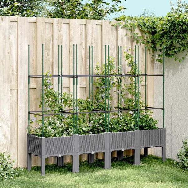 vidaXL Jardini&egrave;re avec treillis gris clair 160x40x142,5 cm PP