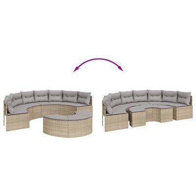 vidaXL Salon de jardin 2 pcs demi-rond beige résine tressée