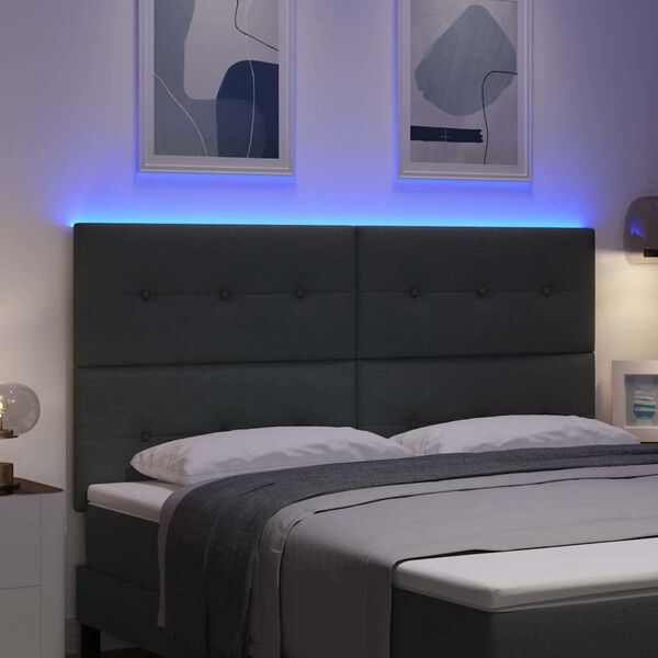 vidaXL T&ecirc;te de lit LED avec t&ecirc;te de lit Gris fonc&eacute; 180 cm Polyester