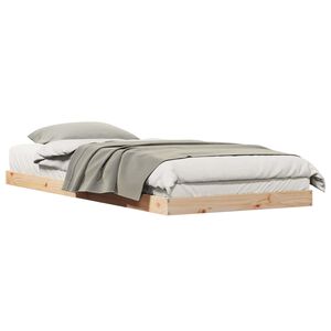 vidaXL Cadre de lit au sol Naturel 90 x 220 cm Pin massif
