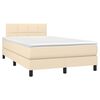 vidaXL Sommier &agrave; lattes de lit avec matelas LED Cr&egrave;me 120x200 cm Tissu