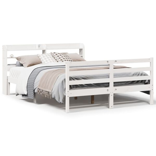 vidaXL Cadre de lit avec t&ecirc;te de lit sans matelas blanc 160x200 cm