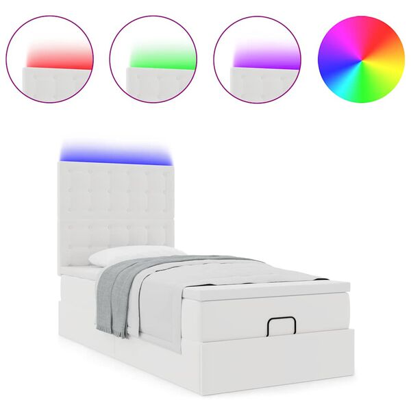 VidaXL Cadre de lit ottoman avec matelas blanc 90x200 cm similicuir