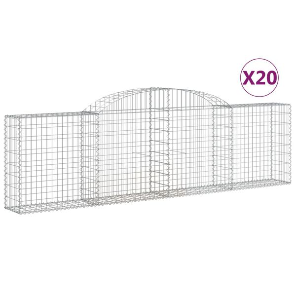 vidaXL Paniers &agrave; gabions arqu&eacute;s 20 pcs 300x30x80/100 cm fer galvanis&eacute;