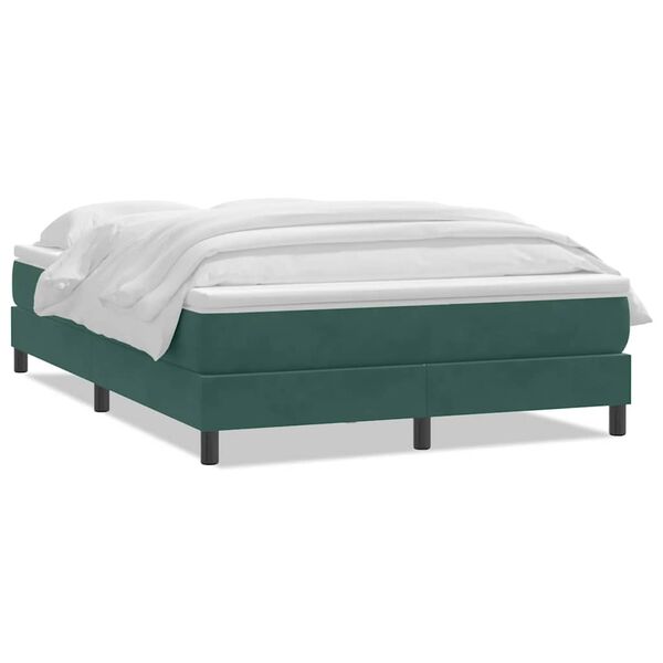 vidaXL Sommier &agrave; lattes de lit et matelas vert fonc&eacute; 140x220cm velours