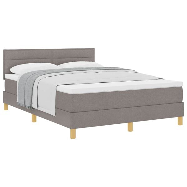 vidaXL Lit &agrave; ressorts avec matelas Taupe 140 x 200 cm tissu