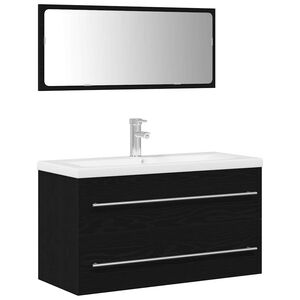 vidaXL Meuble de Lavabo de Salle de Bain 3 pc Ch&ecirc;ne noir