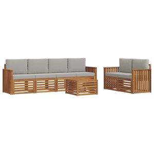 vidaXL Ensemble de canap&eacute;s d'ext&eacute;rieur 7 pc Naturel et gris clair
