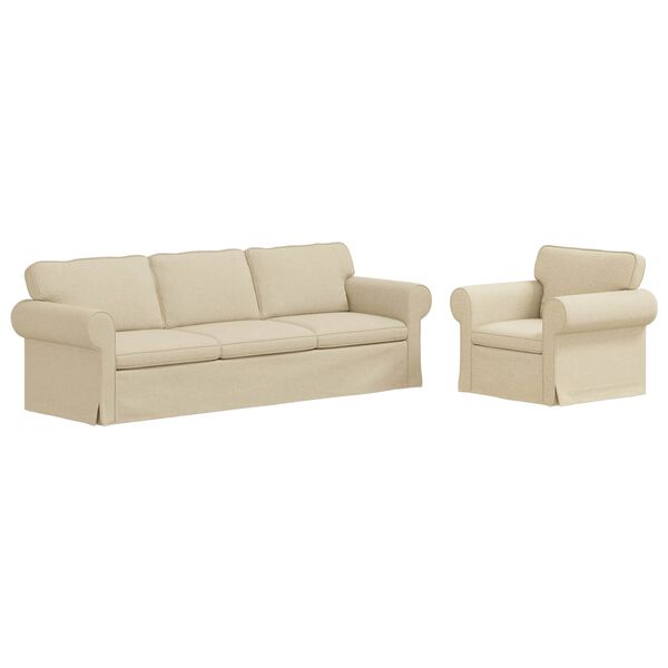 vidaXL Canap&eacute; 210cm 2 pcs Cr&egrave;me M&eacute;tал
