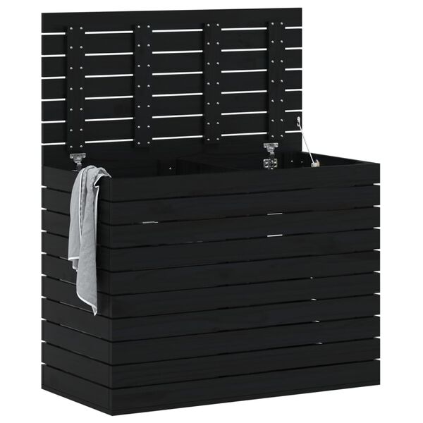 vidaXL Panier &agrave; linge noir 88,5x44x66 cm bois massif de pin