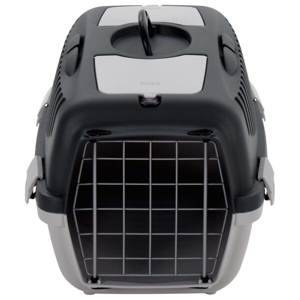 vidaXL Cage de transport animaux de compagnie gris noir 55x36x35 cm PP
