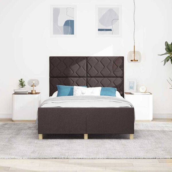 vidaXL Cadre de lit avec t&ecirc;te de lit Marron fonc&eacute; 160 x 200 cm tissu