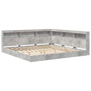 vidaXL Lit Biblioth&egrave;que Gris b&eacute;ton 180 x 200 cm Bois d'ing&eacute;nierie