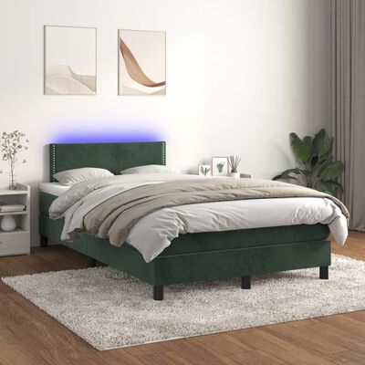 vidaXL Sommier à lattes de lit avec matelas LED vert foncé 120x190 cm