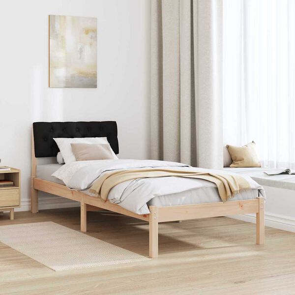 vidaXL Cadre de lit Marron et noir 75 x 190 cm Bois massif en pin