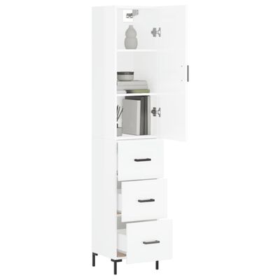 vidaXL Buffet haut Blanc brillant 34,5x34x180 cm Bois d'ingénierie