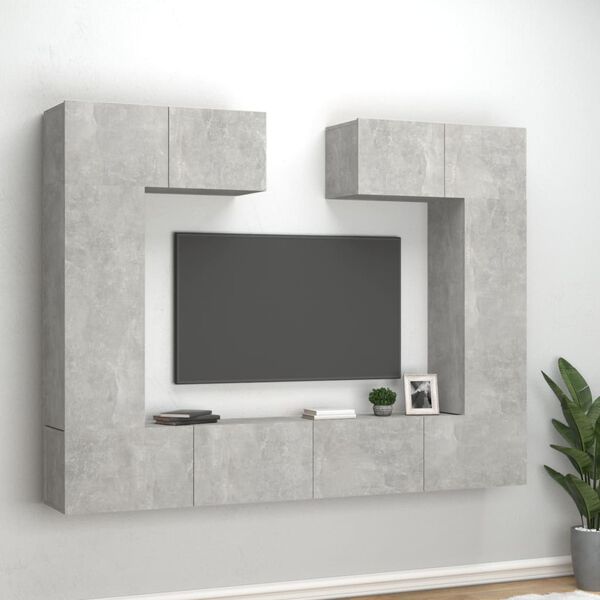 vidaXL Ensemble de meubles TV 6 pcs Gris b&eacute;ton Bois d'ing&eacute;nierie