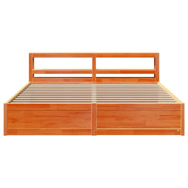 vidaXL Cadre de lit et t&ecirc;te de lit cire marron 180x200 cm bois de pin