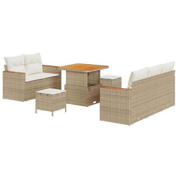 vidaXL Ensemble de canap&eacute; de jardin 10 pcs Beige et cr&egrave;me polyrotin