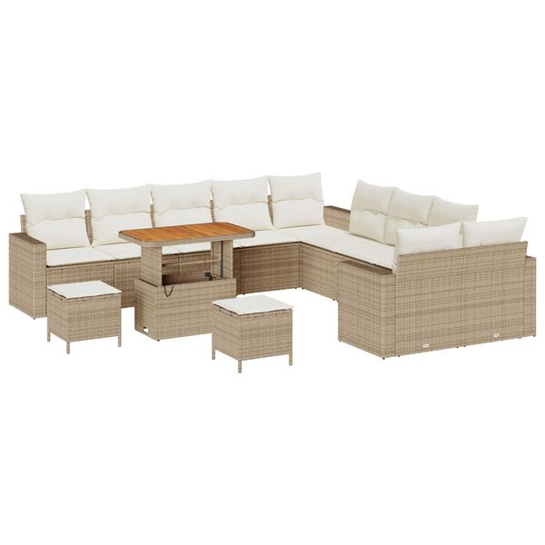 vidaXL Ensemble de canap&eacute; de jardin 13 pcs Beige polyrotin