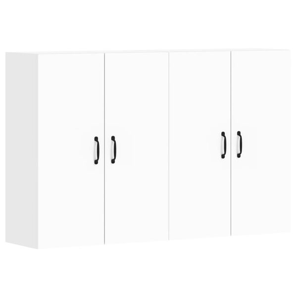 vidaXL Armoires murales 2 pcs blanc bois d'ing&eacute;nierie