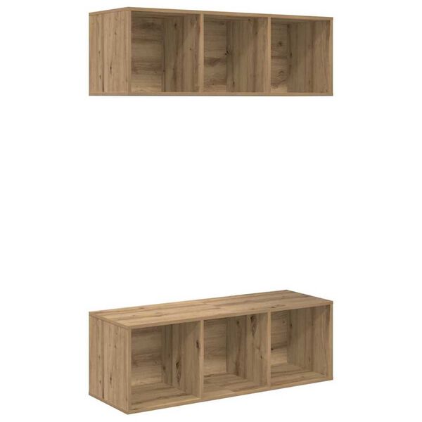 vidaXL Ensemble meuble TV 2 pcs Ch&ecirc;ne artisanal 37 x 37 x 107 cm