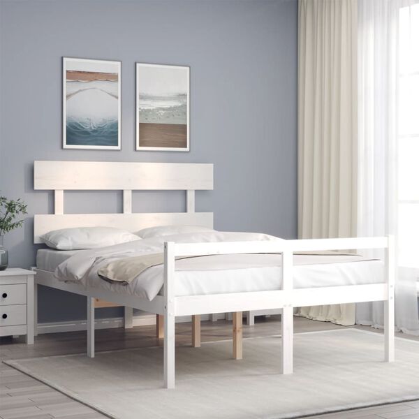 vidaXL Lit pour personne &acirc;g&eacute;e sans matelas blanc bois massif