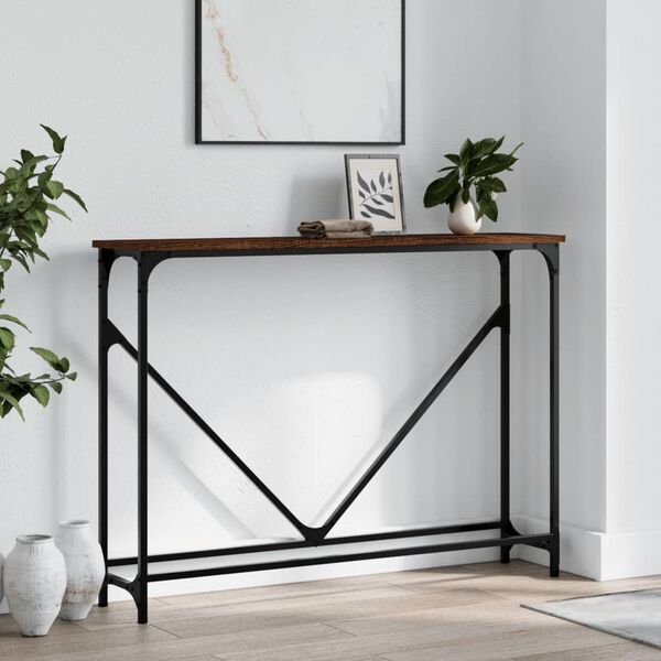 vidaXL Table console ch&ecirc;ne marron 102x22,5x75 cm bois d'ing&eacute;nierie