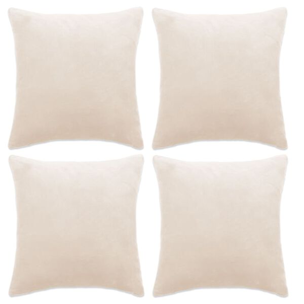 vidaXL Housses de coussin 4 pcs Tissu 40x40 cm Blanc cass&eacute;
