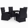 vidaXL Ensemble &agrave; manger de jardin avec coussins 5 pcs Noir
