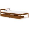 vidaXL Cadre de lit avec 2 tiroirs Marron miel Bois de pin 90x200 cm