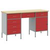 vidaXL Placard de travail 3 pi&egrave;ces Rouge Bois d'ing&eacute;nierie et acier