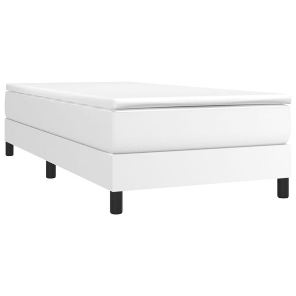 vidaXL Sommier &agrave; lattes de lit avec matelas Blanc 100x200cm Similicuir