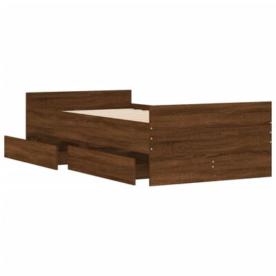 vidaXL Cadre de lit avec tiroirs sans matelas chêne marron 90x190 cm