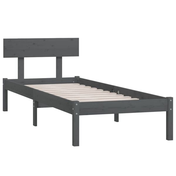 vidaXL Cadre de lit sans matelas gris bois massif 100x200 cm