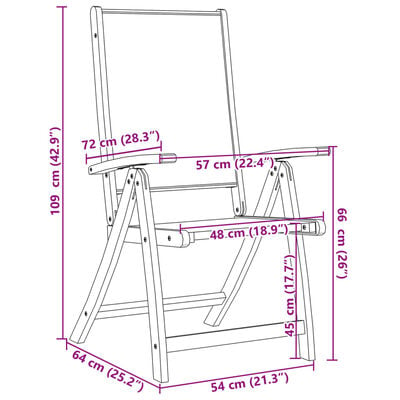 vidaXL Chaises pliables de jardin lot de 2 bois d'acacia et textilène