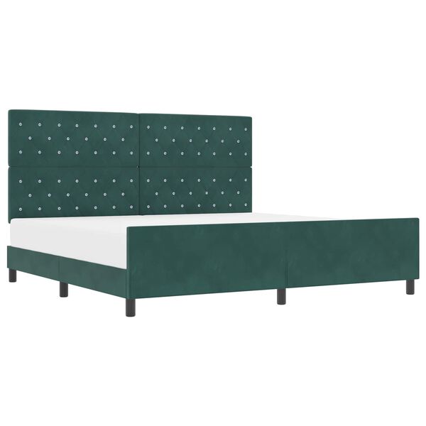 vidaXL Lit &agrave; ressorts avec t&ecirc;te de lit Vert fonc&eacute; 200 x 200 cm Velours