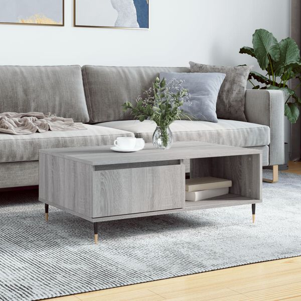 vidaXL Table basse sonoma gris 90x60x35 cm bois d'ing&eacute;nierie