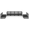 vidaXL Salon de jardin 8 pcs noir bois de pin massif