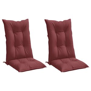 vidaXL Coussins de chaise dossier haut lot de 2 rouge bordeaux m&eacute;lang&eacute;