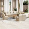 vidaXL Salon de jardin 11 pcs avec coussins beige r&eacute;sine tress&eacute;e