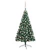vidaXL Demi-arbre de No&euml;l artificiel pr&eacute;-&eacute;clair&eacute; et boules vert 120 cm