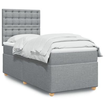 vidaXL Sommier à lattes de lit avec matelas Gris clair 90x200 cm Tissu