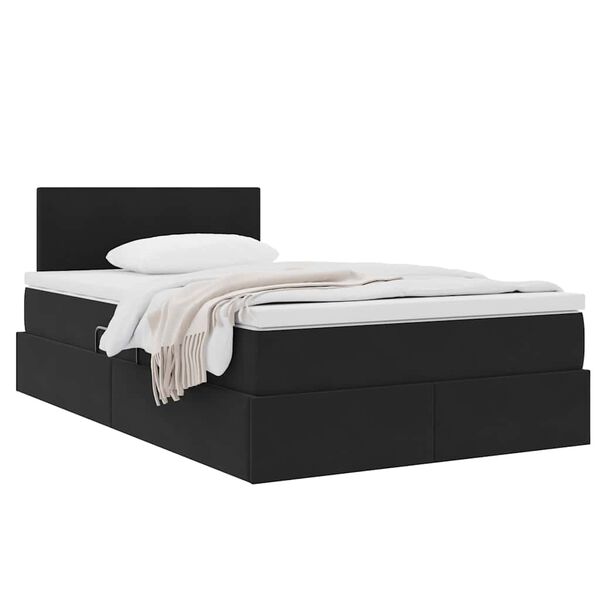 vidaXL Lit de Rangement avec matelas Noir 120 x 200 cm Velours