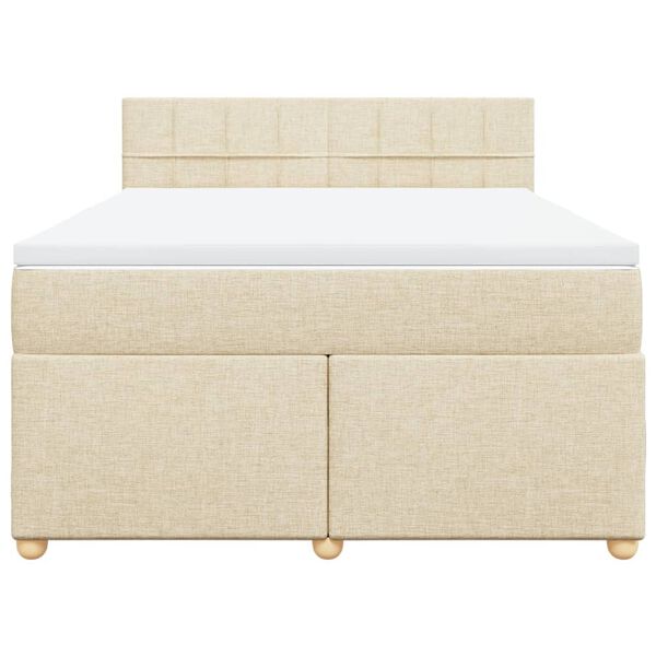 vidaXL Sommier &agrave; lattes de lit avec matelas Cr&egrave;me 160x200 cm Tissu
