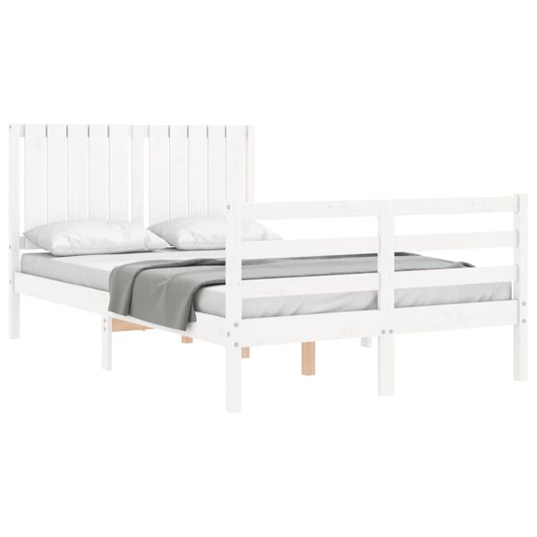 vidaXL Cadre de lit sans matelas blanc bois massif