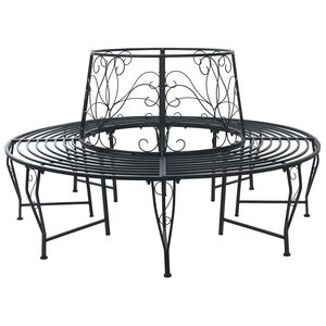 vidaXL Banc d'Arbre 8-Nombre de places &Oslash; 160 x 89 cm Acier Noir Rond