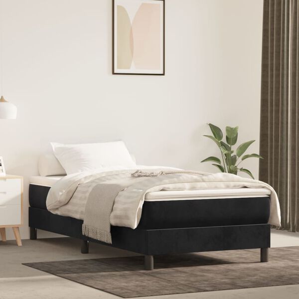 vidaXL Sommier &agrave; lattes de lit et matelas Noir 80x200 cm Velours