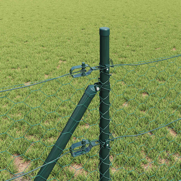 vidaXL Poteau de cl&ocirc;ture. Vert 50 x 0,6 m (maille 50 mm) Acier et PVC