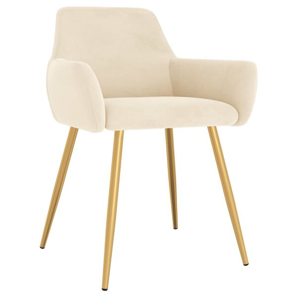 vidaXL Chaises &agrave; manger lot de 2 Cr&egrave;me Velours